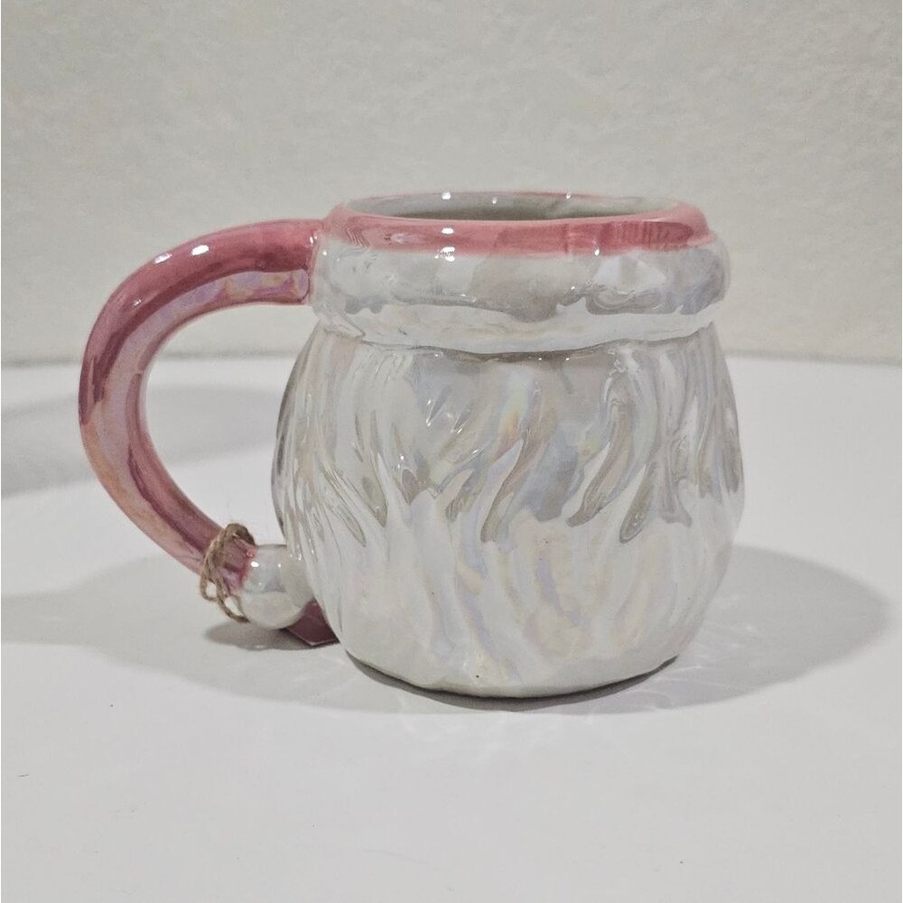 Santa Claus Ceramic Mug Handpainted with Pink Handle - Picture 4 of 5